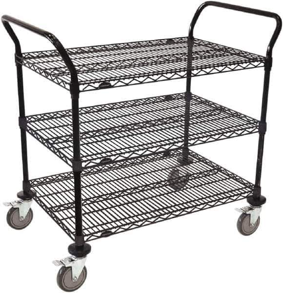 Value Collection - 800 Lb Capacity, 18" Wide x 36" Long x 39" High Wire Cart - 3 Shelf, Steel, Swivel Casters - Exact Industrial Supply
