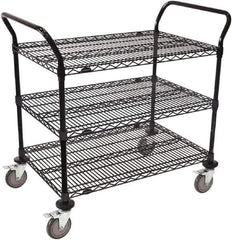 Value Collection - 800 Lb Capacity, 24" Wide x 48" Long x 39" High Wire Cart - 3 Shelf, Steel, Swivel Casters - Exact Industrial Supply