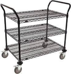 Value Collection - 600 Lb Capacity, 18" Wide x 72" Long x 39" High Wire Cart - 3 Shelf, Steel, Swivel Casters - Exact Industrial Supply