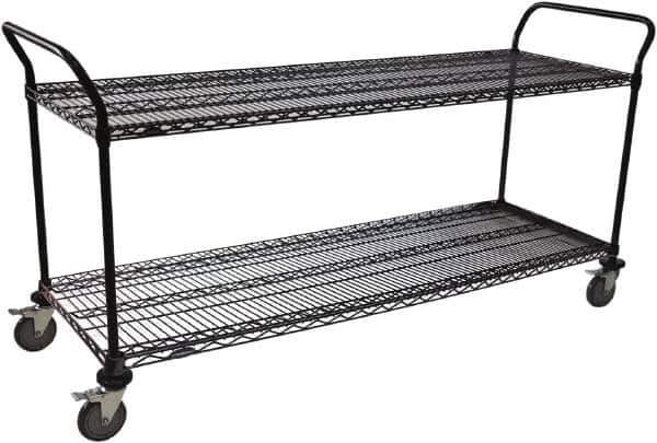 Value Collection - 600 Lb Capacity, 18" Wide x 72" Long x 39" High Wire Cart - 2 Shelf, Steel, Swivel Casters - Exact Industrial Supply