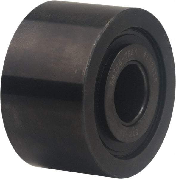 Accurate Bushing - 1-1/8" Bore, 3-1/2" Roller Diam x 2" Roller Width, Carbon Steel Plain Yoke Roller - 17,600 Lb Dynamic Load Capacity, 2-1/16" Overall Width - Exact Industrial Supply