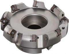 Sumitomo - 100mm Cut Diam, 31.75mm Arbor Hole, 45° Indexable Chamfer & Angle Face Mill - 10 Inserts, ONMT 05T6\xB6SNMT 13T6\xB6XNET 13T6 Insert, Right Hand Cut, Through Coolant, Series DualMill - Exact Industrial Supply