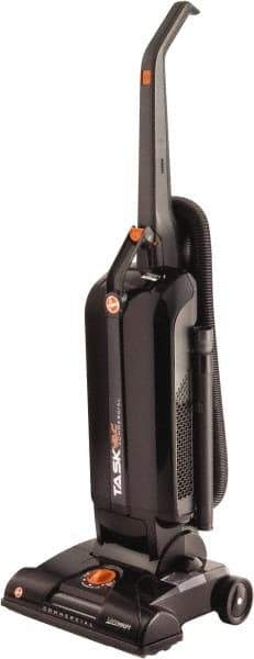 Hoover - Single Motor Lightweight Upright Vacuum Cleaner - 13-1/2" Cleaning Width, 12" Amps, Comfort Hand Grip, Black & Orange - Exact Industrial Supply