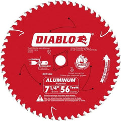 Freud - 7-1/4" Diam, 5/8" Arbor Hole Diam, 56 Tooth Wet & Dry Cut Saw Blade - Carbide-Tipped, Burr-Free Action, Standard Round Arbor - Exact Industrial Supply