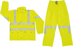 MCR Safety - Size 5XL, High Visibility Lime, Rain, Disposable Encapsulated Suit - Attached Hood, Elastic Ankle, Elastic Wrist - Exact Industrial Supply