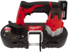 Milwaukee Tool - 12 Volt, 27-1/2" Blade, 280 SFPM Cordless Portable Bandsaw - 1-5/8" (Round) & 1-5/8 x 1-5/8" (Rectangle) Cutting Capacity, Lithium-Ion Battery Included - Exact Industrial Supply