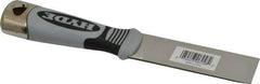 Hyde Tools - 1-1/4" Wide Stainless Steel Putty Knife - Stiff, Cushioned Grip Polypropylene Handle, 8" OAL - Exact Industrial Supply