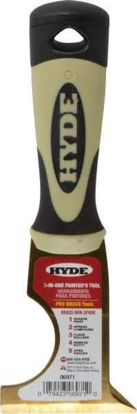Hyde Tools - 2-1/2" Wide Brass Multi-Purpose Knife - Stiff, Cushioned Grip Polypropylene Handle, 8" OAL - Exact Industrial Supply