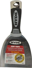 Hyde Tools - 4" Wide Stainless Steel Putty Knife - Flexible, Cushioned Grip / Hammerhead Polypropylene Handle, 8" OAL - Exact Industrial Supply