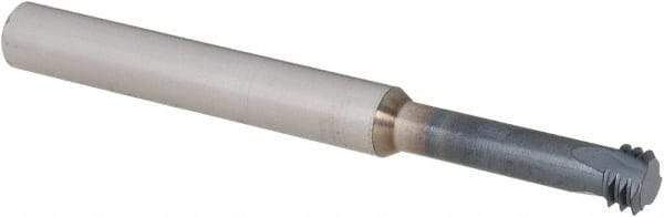Scientific Cutting Tools - 5/16-24 UNF, 0.234" Cutting Diam, 3 Flute, Solid Carbide Helical Flute Thread Mill - Internal Thread, 0.85" LOC, 2-1/2" OAL, 1/4" Shank Diam - Exact Industrial Supply