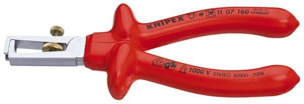 Knipex - 7 AWG to 13/64" Capacity Insulated Wire Stripper - 6-1/4" OAL, 1000 Volt Insulated Handle - Exact Industrial Supply