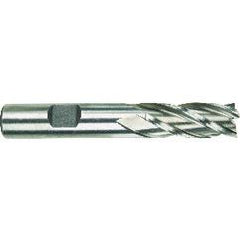 11/16 Dia. x 3-3/4 Overall Length 4-Flute Square End High Speed Steel SE End Mill-Round Shank-Center Cut-Uncoated - Exact Industrial Supply