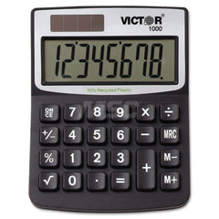 Victor - Calculators; Type: Desktop Calculator ; Type of Power: Battery; Solar ; Display Type: 8-Digit LCD ; Color: Black ; Display Size: 18mm ; Width (Decimal Inch): 3.3000 - Exact Industrial Supply