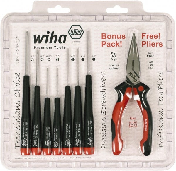 Wiha - 8 Piece Phillips & Slotted Screwdriver Set - Exact Industrial Supply