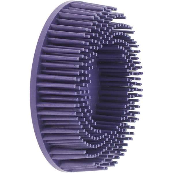 Value Collection - 3" 36 Grit Ceramic Straight Disc Brush - Very Coarse Grade, Type R Quick Change Connector, 3/4" Trim Length, 0.37" Arbor Hole - Exact Industrial Supply