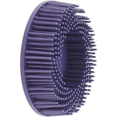 Value Collection - 3" 36 Grit Ceramic Straight Disc Brush - Very Coarse Grade, Type R Quick Change Connector, 3/4" Trim Length, 0.37" Arbor Hole - Exact Industrial Supply