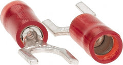 Value Collection - #10 Stud, 22 to 18 AWG Compatible, Partially Insulated, Crimp Connection, Standard Fork Terminal - Exact Industrial Supply