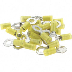 Value Collection - 12-10 AWG Partially Insulated Crimp Connection D Shaped Ring Terminal - 1/4" Stud, Tin Plated Copper Contact - Exact Industrial Supply