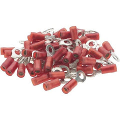 Value Collection - 22-18 AWG Partially Insulated Crimp Connection D Shaped Ring Terminal - #8 Stud, Tin Plated Copper Contact - Exact Industrial Supply