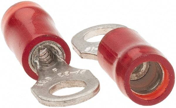 Value Collection - 22-18 AWG Partially Insulated Crimp Connection D Shaped Ring Terminal - #6 Stud, Tin Plated Copper Contact - Exact Industrial Supply