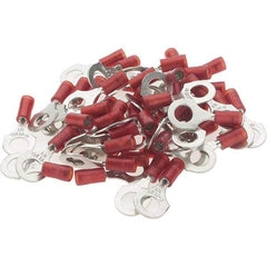 Value Collection - 22-16 AWG Partially Insulated Crimp Connection D Shaped Ring Terminal - 1/4" Stud, Tin Plated Copper Contact - Exact Industrial Supply