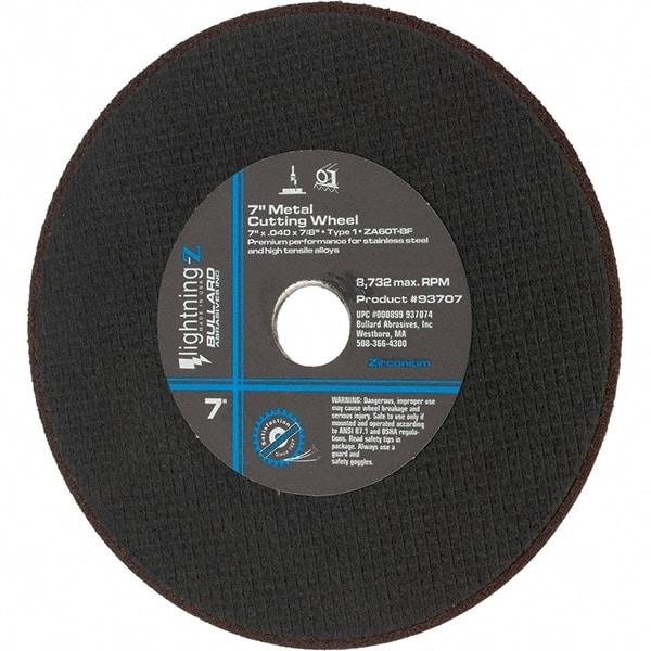 Value Collection - 7" Aluminum Oxide Cutoff Wheel - 0.04" Thick, 7/8" Arbor, 8,732 Max RPM - Exact Industrial Supply