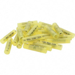 Value Collection - 12 to 10 AWG Compatible, Nylon Fully Insulated, Crimp-On Butt Splice Terminal - 2 Wire Entries, Copper Contacts, Tin Contact Plating, Yellow - Exact Industrial Supply