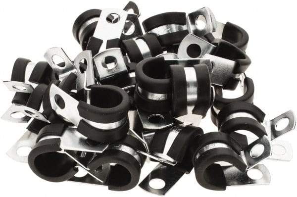 Value Collection - 1/2" Bundle Diam, 1/4" Hole, Steel Clamp - 1/2" Wide, Black - Exact Industrial Supply