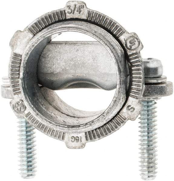 Value Collection - 3/4" Trade, Die Cast Zinc Squeeze Clamp Straight Conduit Connector - Exact Industrial Supply