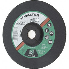 Value Collection - 7" Wheel Diam, 1/4" Wheel Thickness, 7/8" Arbor Hole, Type 27 Depressed Center Wheel - Aluminum Oxide, 8,600 Max RPM - Exact Industrial Supply