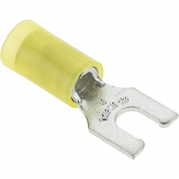 Value Collection - #8 Stud, 12 to 10 AWG Compatible, Partially Insulated, Crimp Connection, Locking Fork Terminal - Exact Industrial Supply