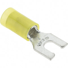 Value Collection - #8 Stud, 12 to 10 AWG Compatible, Partially Insulated, Crimp Connection, Locking Fork Terminal - Exact Industrial Supply