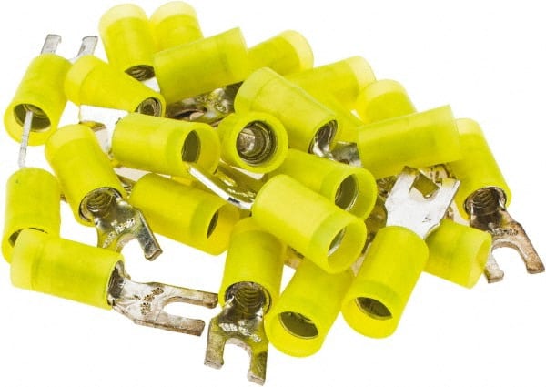 Value Collection - #6 Stud, 12 to 10 AWG Compatible, Partially Insulated, Crimp Connection, Locking Fork Terminal - Exact Industrial Supply