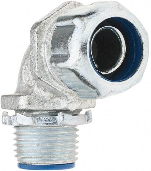 Value Collection - 3/8" Trade, Malleable Iron Threaded Angled FMC & Liquidtight Conduit Connector - Insulated - Exact Industrial Supply