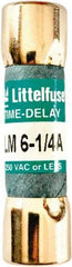 Value Collection - 250 VAC, 6.25 Amp, Time Delay Plug Fuse - 1-1/2" OAL, 10 at AC kA Rating, 13/32" Diam - Exact Industrial Supply