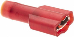 Value Collection - 22 to 18 AWG, Nylon, Fully Insulated, Female Wire Disconnect - 1/4" Wide Tab, Red - Exact Industrial Supply