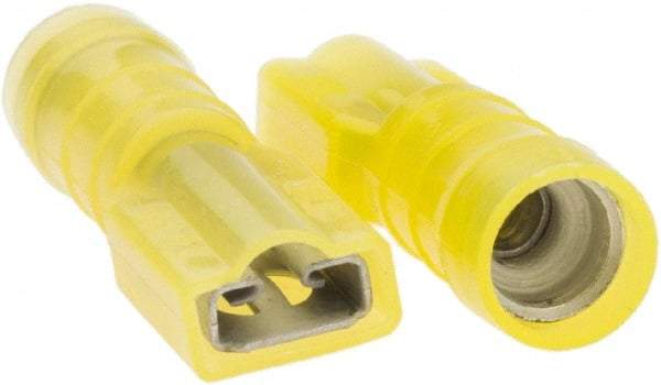 Value Collection - 12 to 10 AWG, Nylon, Fully Insulated, Female Wire Disconnect - 1/4" Wide Tab, Yellow, CSA Certified, UL Listed - Exact Industrial Supply