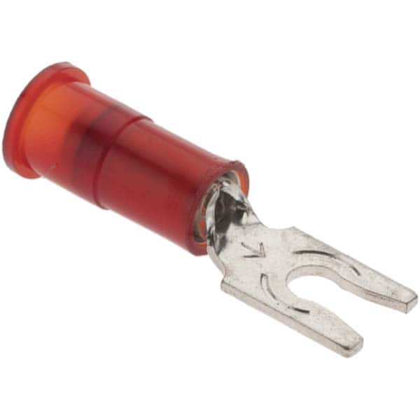 Value Collection - #4 Stud, 22 to 18 AWG Compatible, Partially Insulated, Crimp Connection, Locking Fork Terminal - Exact Industrial Supply