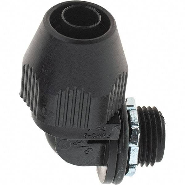 Value Collection - 3/8" Trade, PVC Compression & Threaded Angled Liquidtight Conduit Connector - Exact Industrial Supply