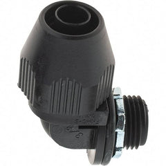 Value Collection - 3/8" Trade, PVC Compression & Threaded Angled Liquidtight Conduit Connector - Exact Industrial Supply