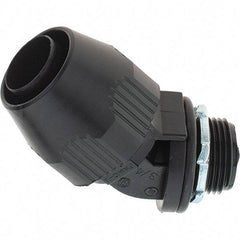 Value Collection - 3/4" Trade, PVC Compression & Threaded Angled Liquidtight Conduit Connector - Exact Industrial Supply