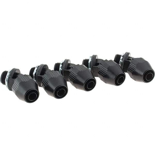 Value Collection - 3/8" Trade, PVC Compression & Threaded Angled Liquidtight Conduit Connector - Exact Industrial Supply