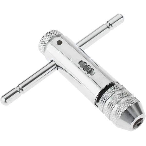 Value Collection - #0 to 1/4" Tap Capacity, T Handle Tap Wrench - 3-1/2" Overall Length, Ratcheting - Exact Industrial Supply