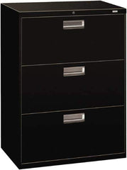 Hon - 30" Wide x 40.88" High x 19-1/4" Deep, 3 Drawer Roll-Out - Steel, Black - Exact Industrial Supply
