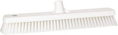 Vikan - 1.8" Bristle Length, Polyester Scrub Brush - 18" Long x 2-1/2" Wide Head, 19" OAL, European Threaded Handle, White, Polypropylene Block - Exact Industrial Supply