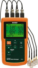 Extech - 10Hz to 1kHz (mm), LCD Vibration Meter Datalogger - 8 AA Batteries, 4 Channels - Exact Industrial Supply