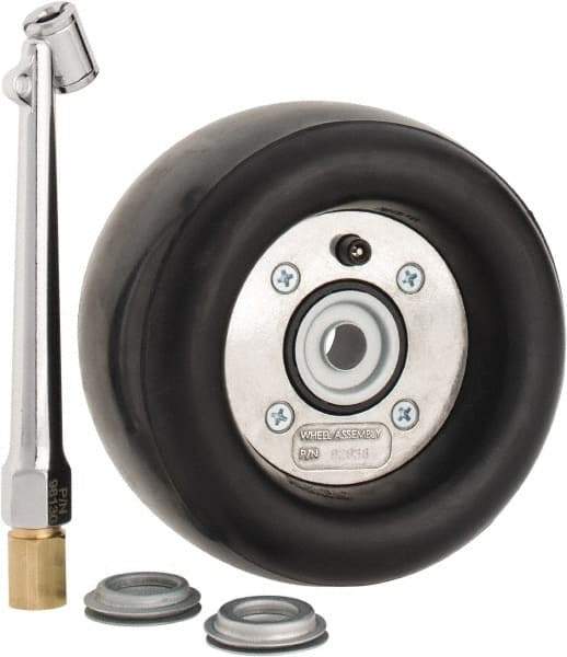 Dynabrade - 5" Wheel OD, 3-1/2" Wheel Width, 3,500 RPM, Composite, Pneumatic Wheel with Hub - 15-1/2" Long x 3-1/2" Wide, 1/2" Wheel Arbor Hole, For Use with 13206, 13207, 13507 & 13508 - Exact Industrial Supply