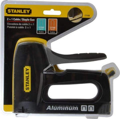 Stanley - Manual Wire & Cable Tacker Gun - 5/16" Staples, Chrome & Black, Aluminum Die Cast - Exact Industrial Supply