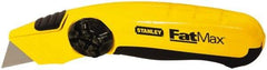Stanley - Fixed Utility Knife - 2-3/8" Blade, Yellow & Black TPE Handle, 5 Blades Included - Exact Industrial Supply