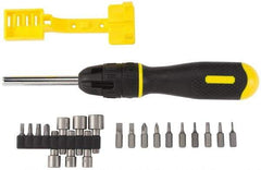 Stanley - 21 Piece Nut Driver, Phillips, Slotted, Square & Torx Screwdriver Set - Bit Sizes: Philips #1 to #3, Nut Driver 7/16, 3/8, 11/32, 5/16, 9/32 & 1/4, Torx T6, T8, T10, T15 & T20 - Exact Industrial Supply